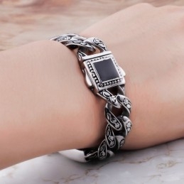 Bracelet En Titane Pour Homme, Style Hip-Hop Vintage, Motif Floral, Avec Fermoir Diamant