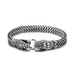 Bracelet En Titane À Double Tête Serpent Vintage Tendance Pour Homme