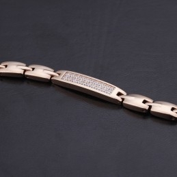 Bracelet Couple En Titane Avec Pierres De Germanium Et Diamants