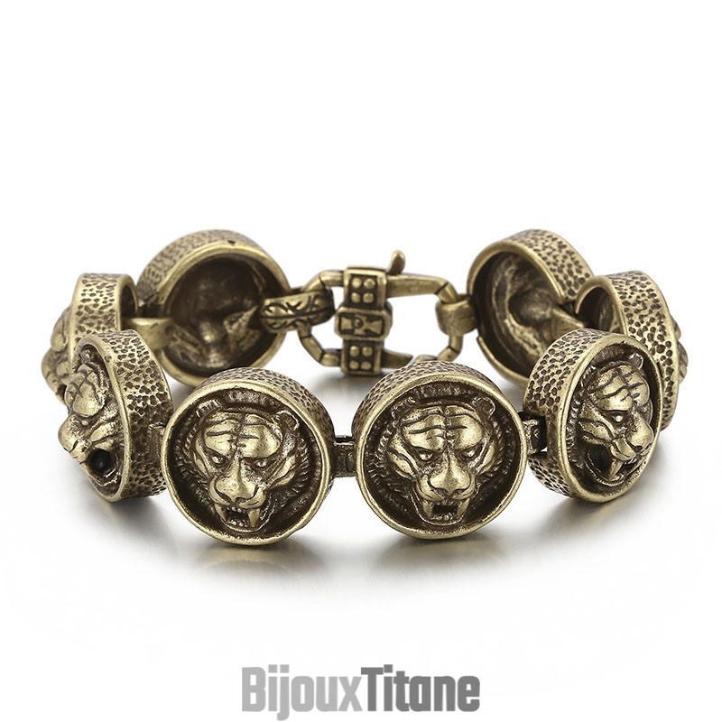 Bracelet Rond Vintage En Titane Avec Tête De Tigre Pour Homme Bracelet Rond Vintage En Titane Avec Tête De Tigre Pour Homme