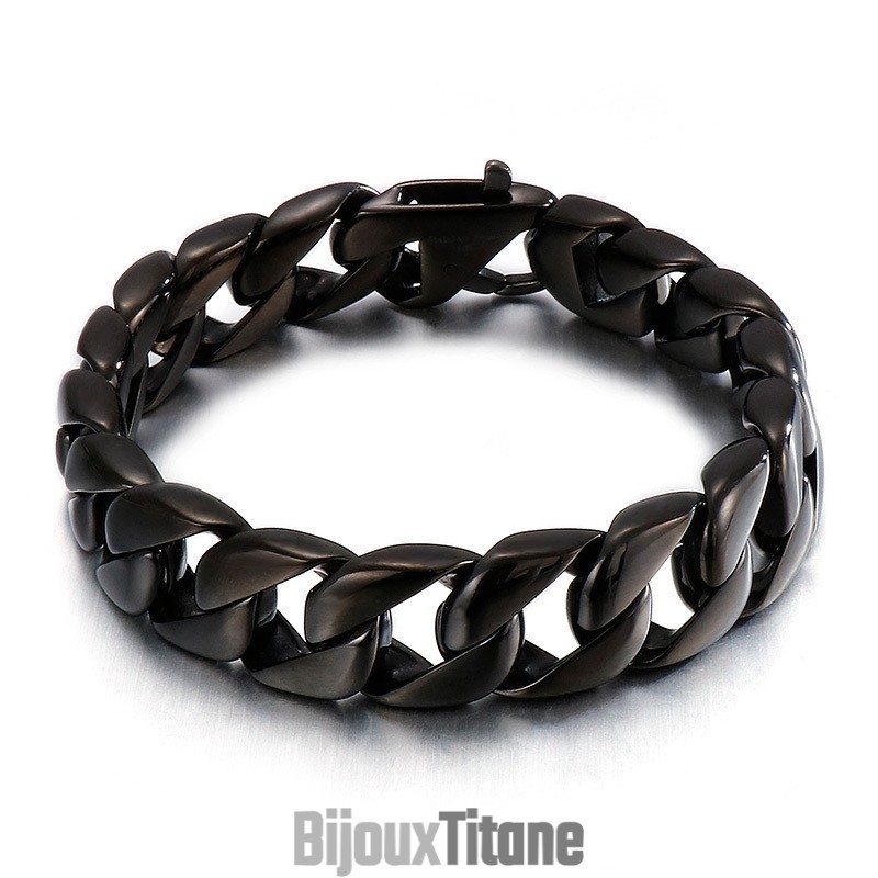 Bracelet Noir Brillant Plaqué Sous Vide