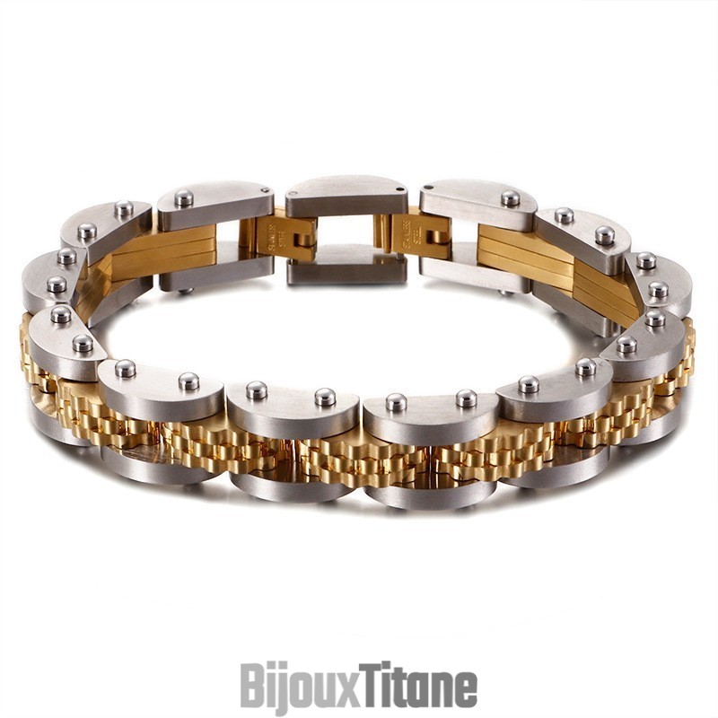 Bracelet Chaîne De Vélo En Titane Pour Homme Avec Sangle