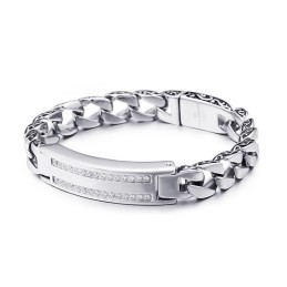 Bracelet Keel Vintage En Titane Pour Homme Avec Pierres Blanches