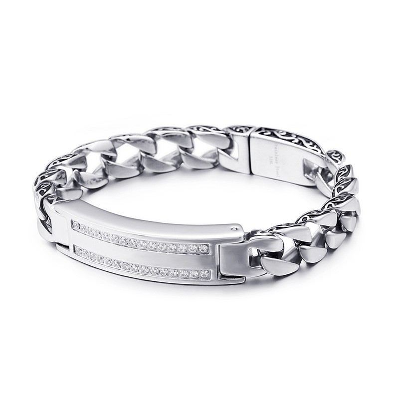 Bracelet Keel Vintage En Titane Pour Homme Avec Pierres Blanches Bracelet Keel Vintage En Titane Pour Homme Avec Pierres Blanches