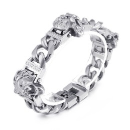 Bracelet Tête De Lion En Titane Pour Homme, Style Hip-Hop, Street Dance