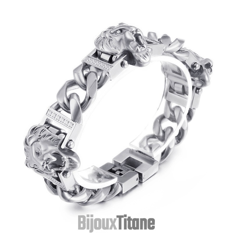 Bracelet Tête De Lion En Titane Pour Homme, Style Hip-Hop, Street Dance Bracelet Tête De Lion En Titane Pour Homme, Style Hip-Hop, Street Dance