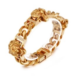 Bracelet Tête De Lion En Titane Pour Homme, Style Hip-Hop, Street Dance