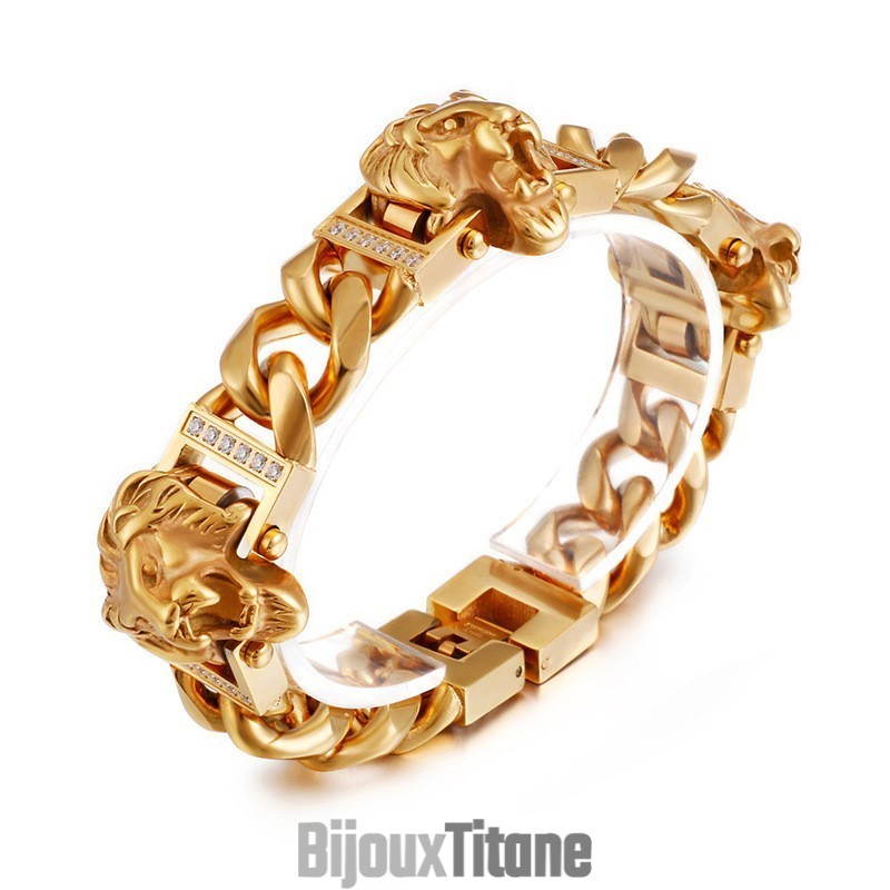 Bracelet Tête De Lion En Titane Pour Homme, Style Hip-Hop, Street Dance Bracelet Tête De Lion En Titane Pour Homme, Style Hip-Hop, Street Dance