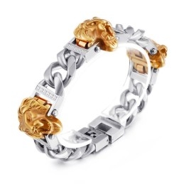 Bracelet Tête De Lion En Titane Pour Homme, Style Hip-Hop, Street Dance