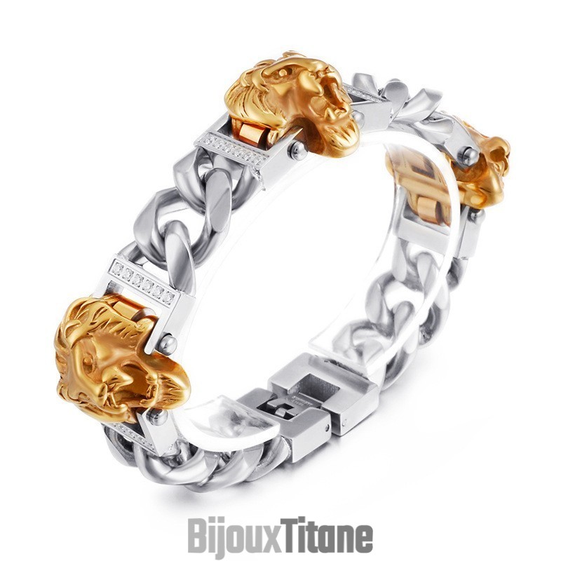 Bracelet Tête De Lion En Titane Pour Homme, Style Hip-Hop, Street Dance Bracelet Tête De Lion En Titane Pour Homme, Style Hip-Hop, Street Dance