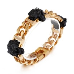 Bracelet Tête De Lion En Titane Pour Homme, Style Hip-Hop, Street Dance