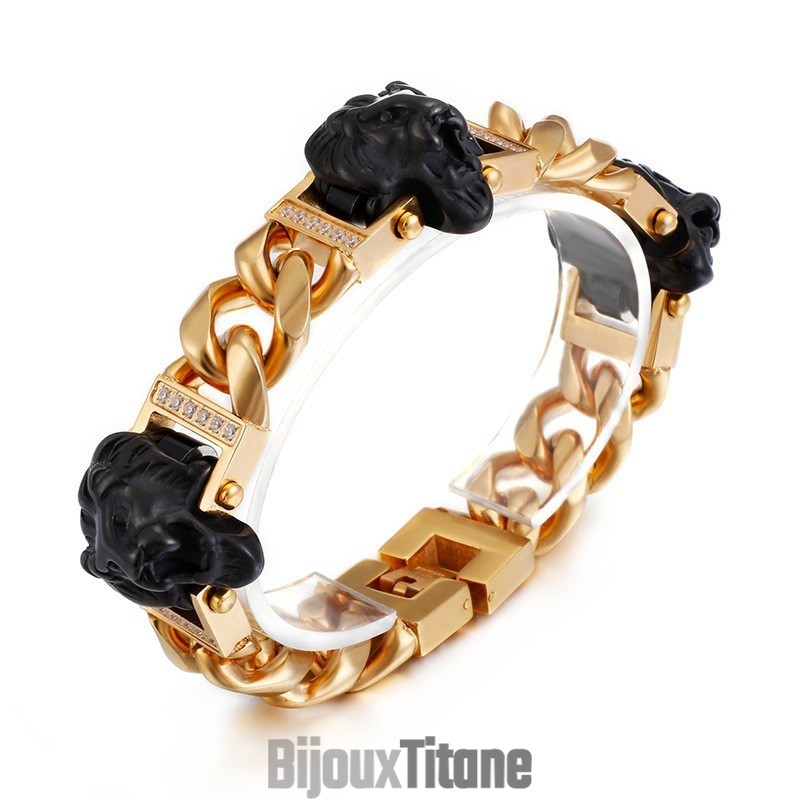 Bracelet Tête De Lion En Titane Pour Homme, Style Hip-Hop, Street Dance Bracelet Tête De Lion En Titane Pour Homme, Style Hip-Hop, Street Dance