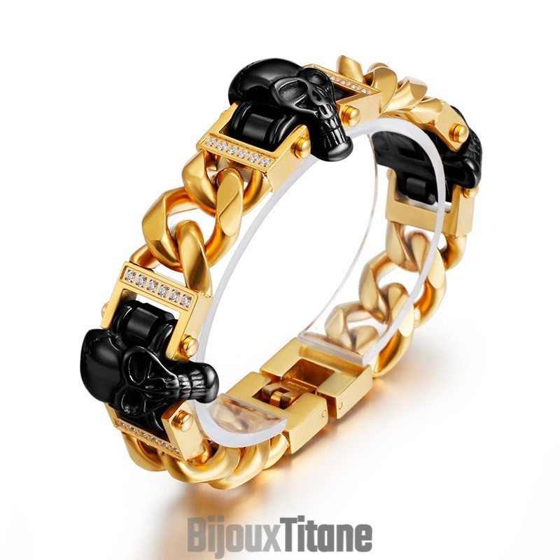 Bracelet Tête De Mort En Titane Pour Homme, Style Hip-Hop, Street Dance Bracelet Tête De Mort En Titane Pour Homme, Style Hip-Hop, Street Dance