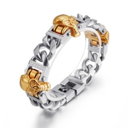 Bracelet Tête De Mort En Titane Pour Homme, Style Hip-Hop, Street Dance