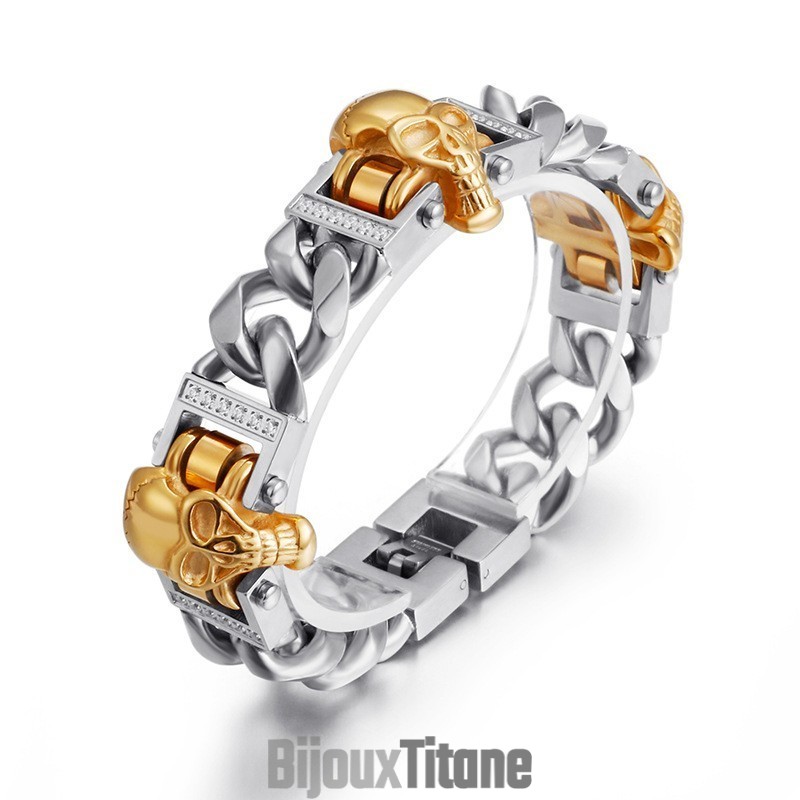 Bracelet Tête De Mort En Titane Pour Homme, Style Hip-Hop, Street Dance Bracelet Tête De Mort En Titane Pour Homme, Style Hip-Hop, Street Dance