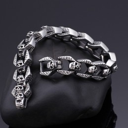 Bracelets Chics En Titane Pour Hommes, Motif Tête De Mort Et Vent