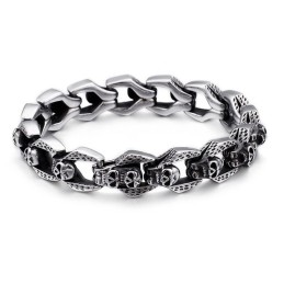Bracelets Chics En Titane Pour Hommes, Motif Tête De Mort Et Vent