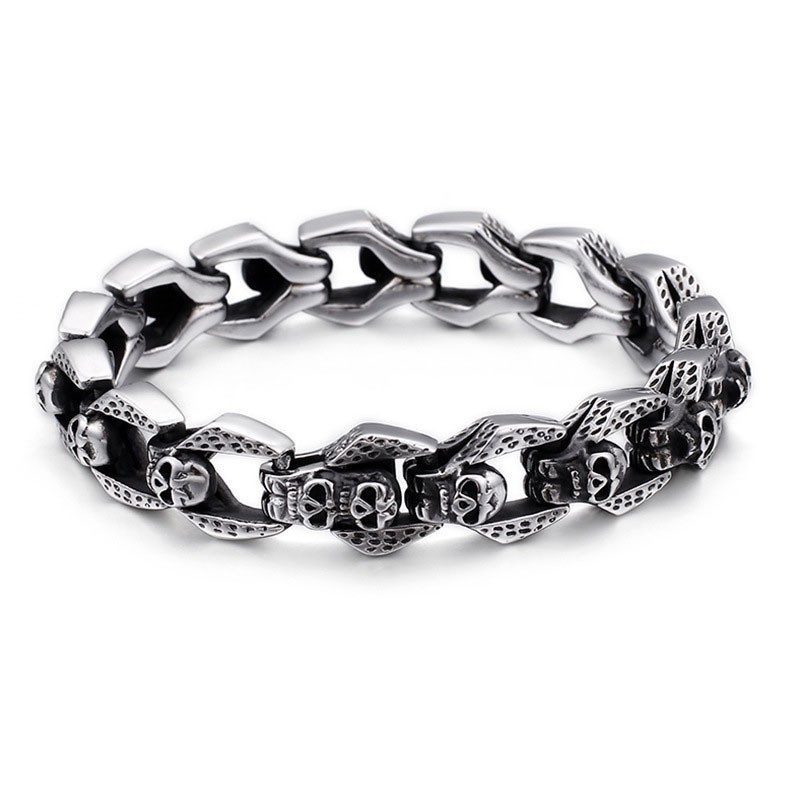 Bracelets Chics En Titane Pour Hommes, Motif Tête De Mort Et Vent