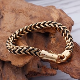 Bracelet Rétro New Wave En Cuir Tressé Et Corde En Titane