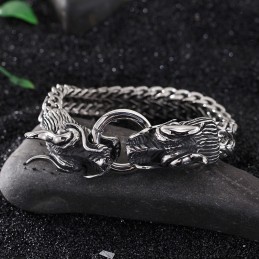 Bracelet Multicouche Pour Homme, Fermoir À Robinet, Motif Double Dragon Cool