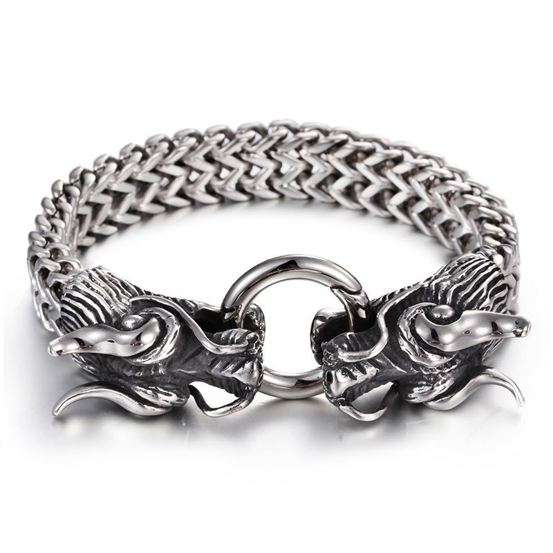 Bracelet Multicouche Pour Homme, Fermoir À Robinet, Motif Double Dragon Cool