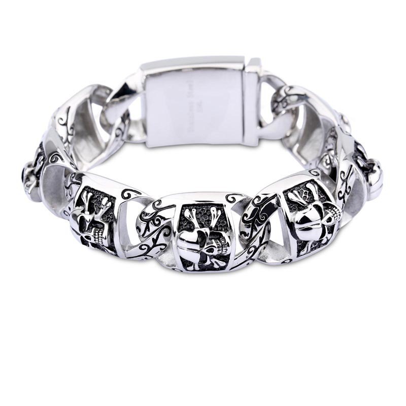 Bracelets Style Hip-Hop Chic Pour Hommes, Bracelets En Titane, Section Épaisse, Bijoux Tête De Mort Bracelets Style Hip-Hop Chic Pour Hommes, Bracelets En Titane, Section Épaisse, Bijoux Tête De Mort