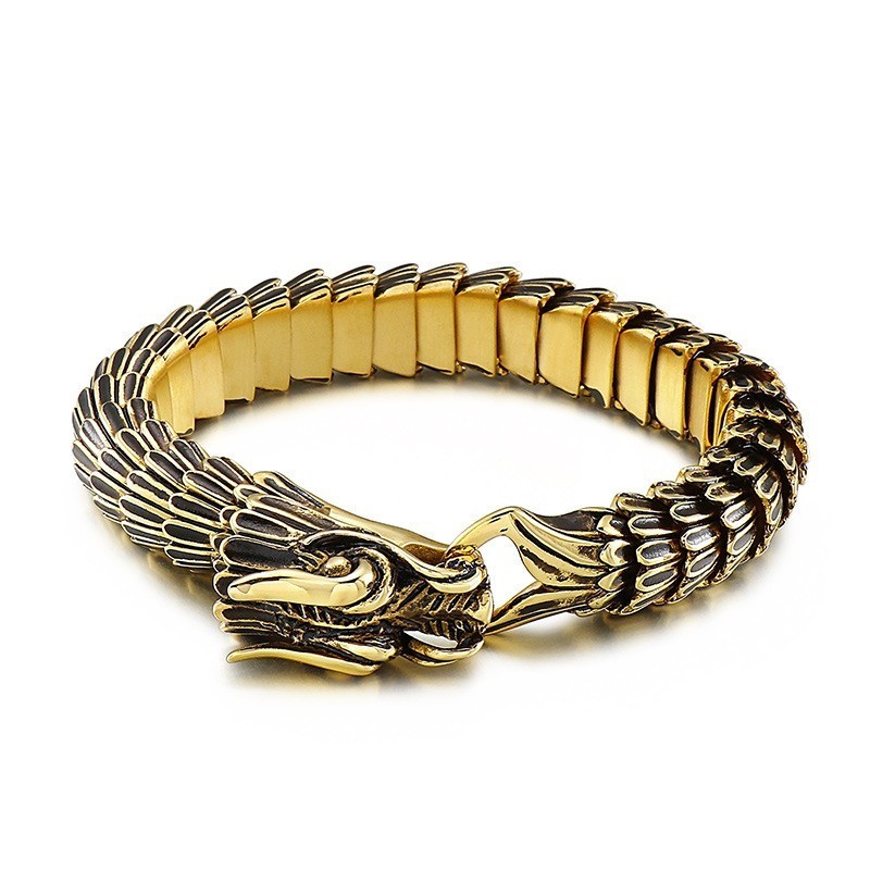 Bracelet En Titane Plaqué Or Style Hip-Hop Pour Homme