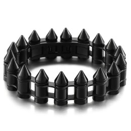 Bracelet De Motard En Titane Pour Homme Avec Tête De Balle Tendance
