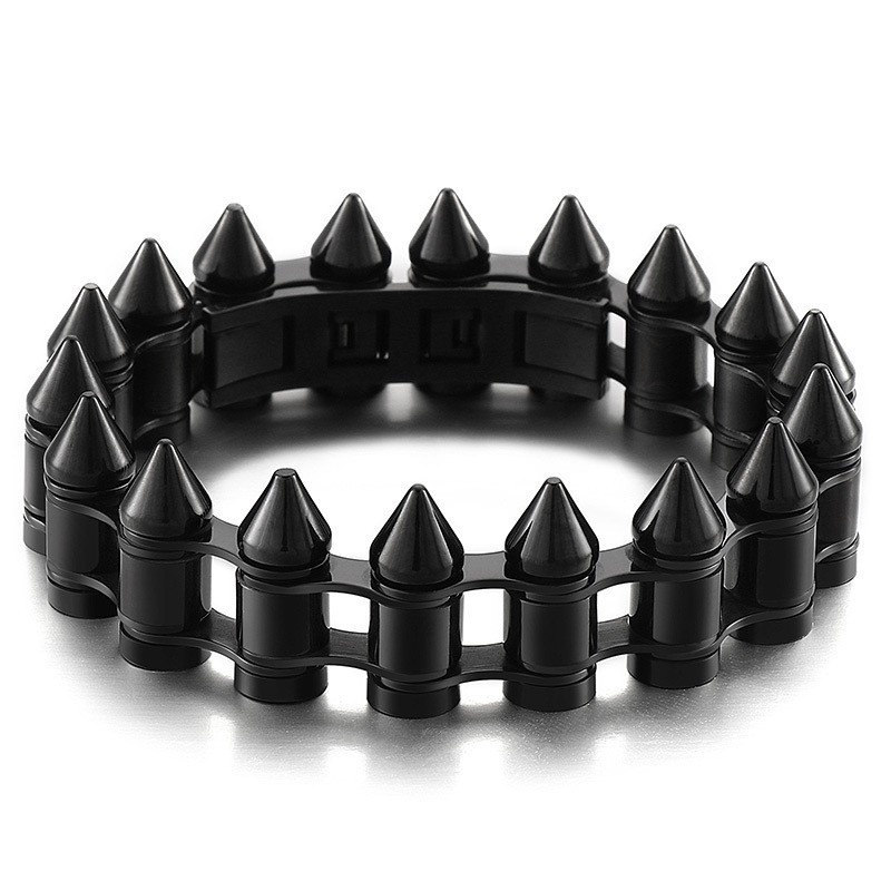 Bracelet De Motard En Titane Pour Homme Avec Tête De Balle Tendance Bracelet De Motard En Titane Pour Homme Avec Tête De Balle Tendance
