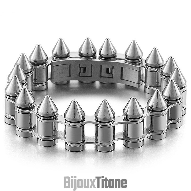 Bracelet De Motard En Titane Pour Homme Avec Tête De Balle Tendance Bracelet De Motard En Titane Pour Homme Avec Tête De Balle Tendance