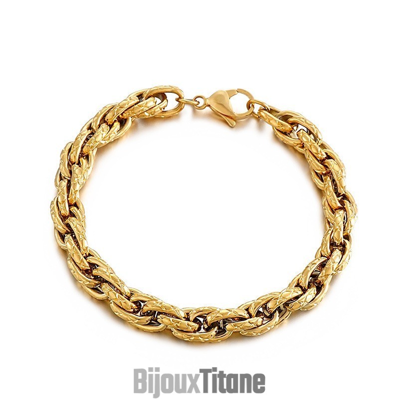 Bracelet Torsadé En Titane Style Hip-Hop À Motif Serpent Pour Homme