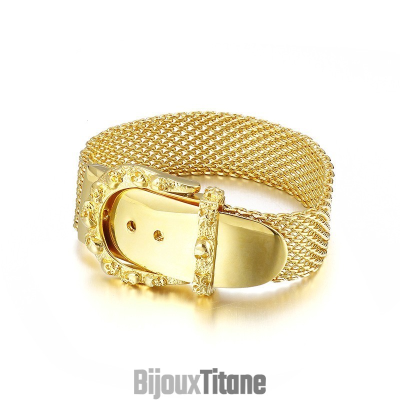 Bracelet Ceinture Tendance En Os De Serpent Doré