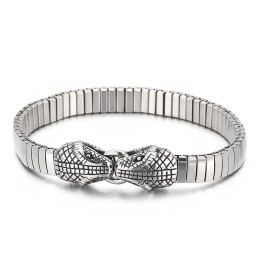 Bracelet En Titane Pour Homme, Style Chic Et Tendance, Avec Double Tête De Serpent