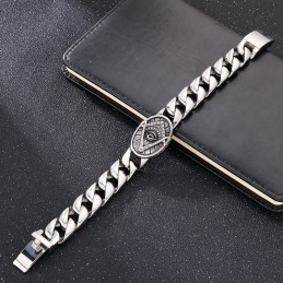 Bracelet Maçonnique En Titane Pour Homme, Style Vintage Chic, Plaque Ronde