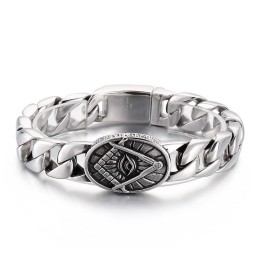Bracelet Maçonnique En Titane Pour Homme, Style Vintage Chic, Plaque Ronde