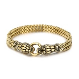 Bracelet Serpent À Deux Têtes En Titane Pour Homme, Style Vintage Chic Et Cool