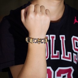 Bracelet De Vélo Pour Homme En Titane Plaqué Tête De Mort, Style Exagéré
