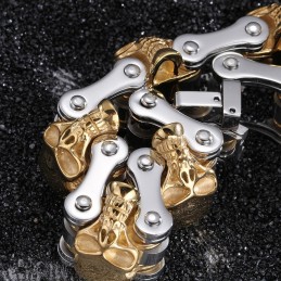 Bracelet De Vélo Pour Homme En Titane Plaqué Tête De Mort, Style Exagéré