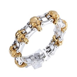 Bracelet De Vélo Pour Homme En Titane Plaqué Tête De Mort, Style Exagéré