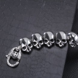 Bracelet Tendance En Titane Poli Pour Homme, Motif Tête De Mort Et Os Croisés