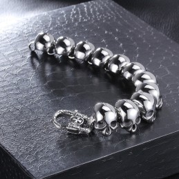 Bracelet Tendance En Titane Poli Pour Homme, Motif Tête De Mort Et Os Croisés