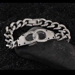 Bracelet En Titane Tissé Géométrique Avec Menottes Tendance Pour Homme