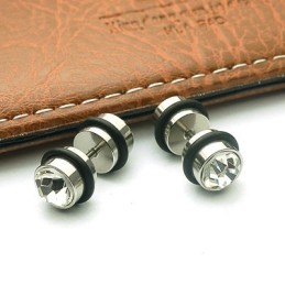 Boucles D'Oreilles En Titane Et Diamant Perforées