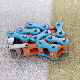 Bracelet Motard Simple En Titane Bleu-Orange Peint Pour Homme