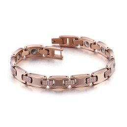 Bracelet Couple En Tungstène Plaqué Germanium Avec Diamants