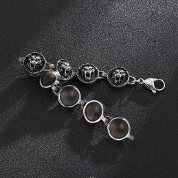 Bracelet Rond En Titane Style Hip-Hop Pour Homme, Motif Tête De Tigre