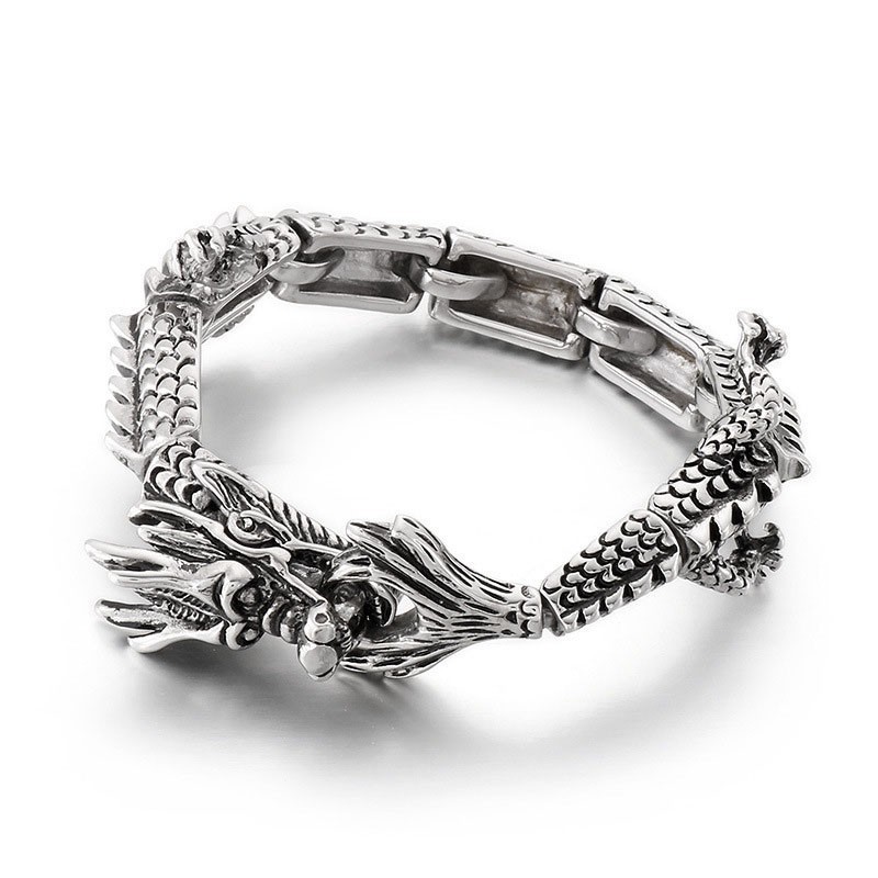 Bracelet En Titane Pour Homme, Motif Dragon Du Zodiaque, Cool Et Chic