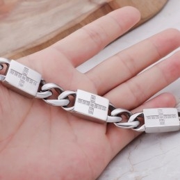 Bracelets En Titane Style Rock Hip-Hop Avec Croix Et Diamants