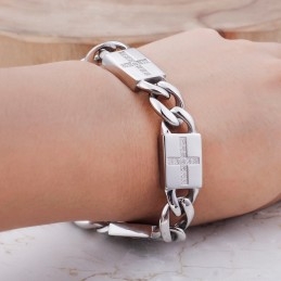 Bracelets En Titane Style Rock Hip-Hop Avec Croix Et Diamants