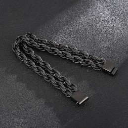 Bracelet Homme Tendance En Titane Plaqué Noir